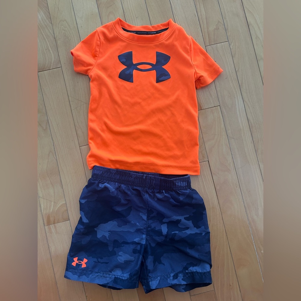 Under Armour Blue Camo Swim Shorts and Rashguard